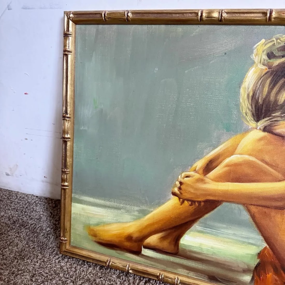 Vintage Singed and Framed Oil Painting of Nude Woman - 5