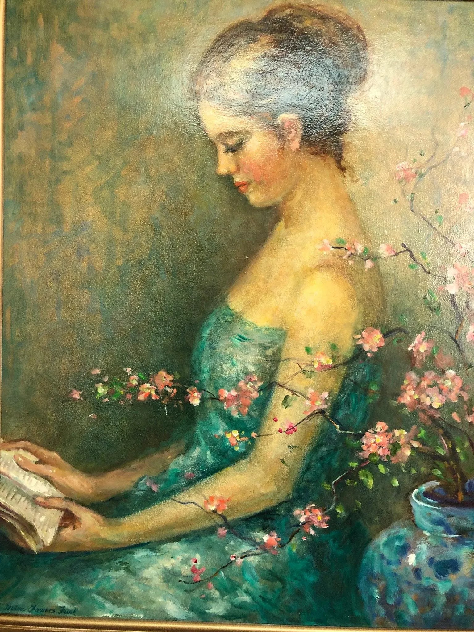 Mid 20th Century **"In the Company of Words" - Oil Painting on Board Signed - 5