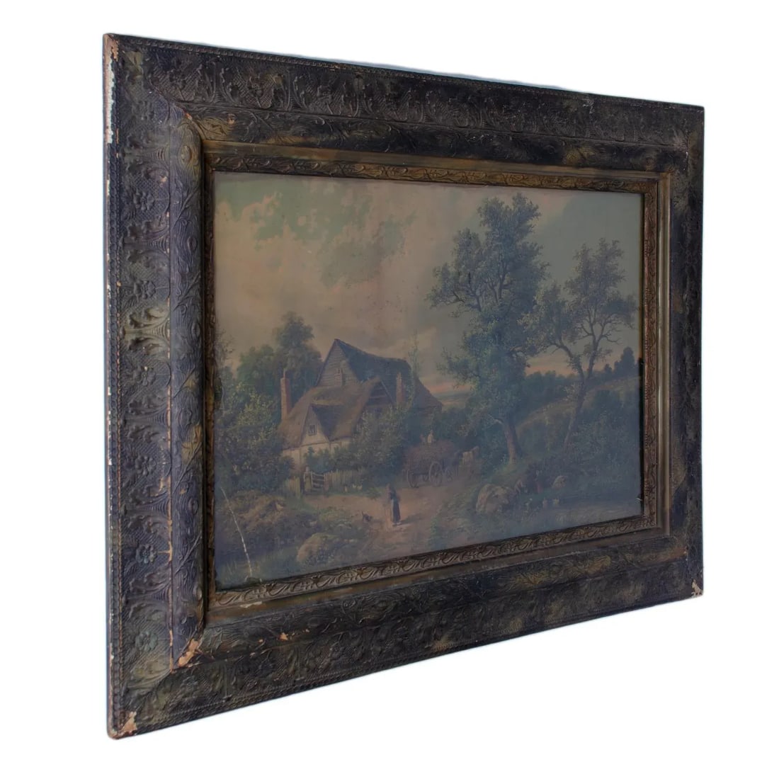 Late 19th Century Antique Pastoral Scene Lithograph Print - 2