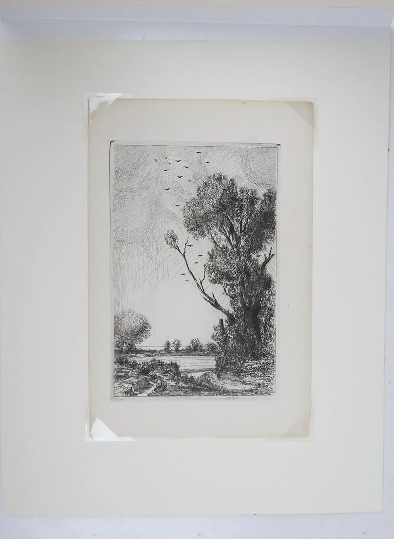 Vintage Riverside Landscape Etching - 4