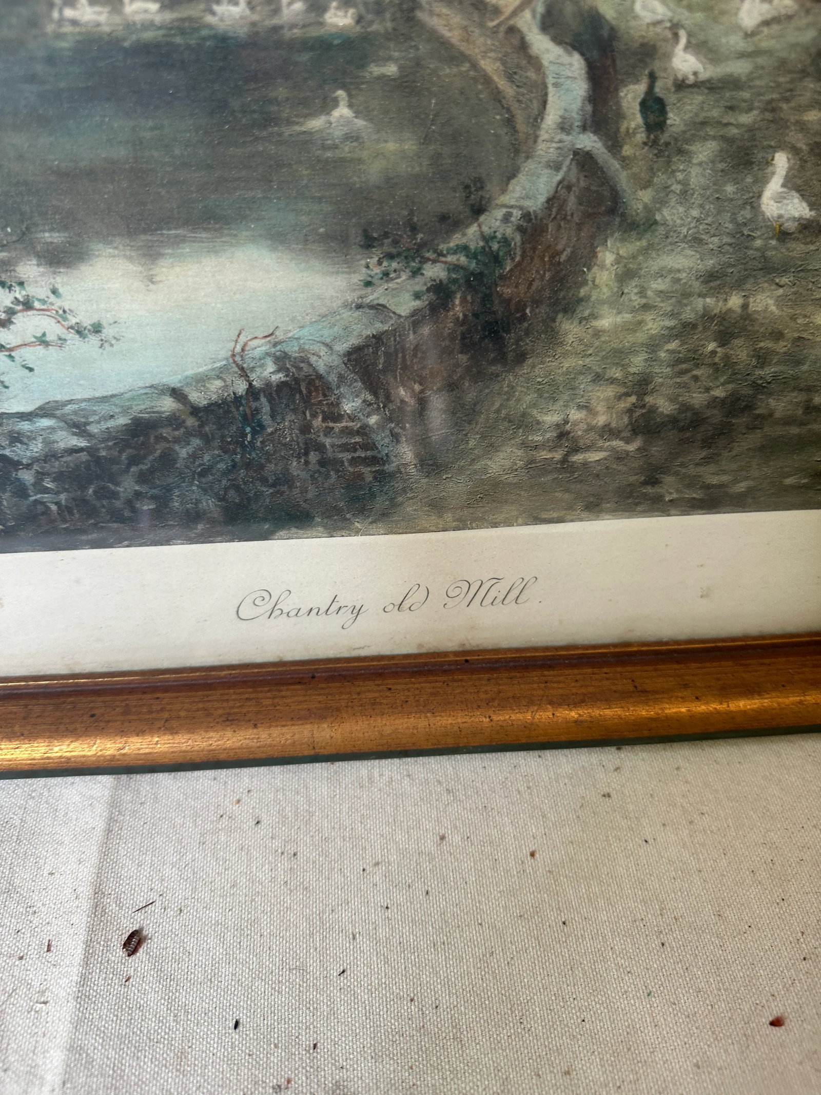 1970s Framed Print of Stone Bridge and Lake, Signed by Artist - 4