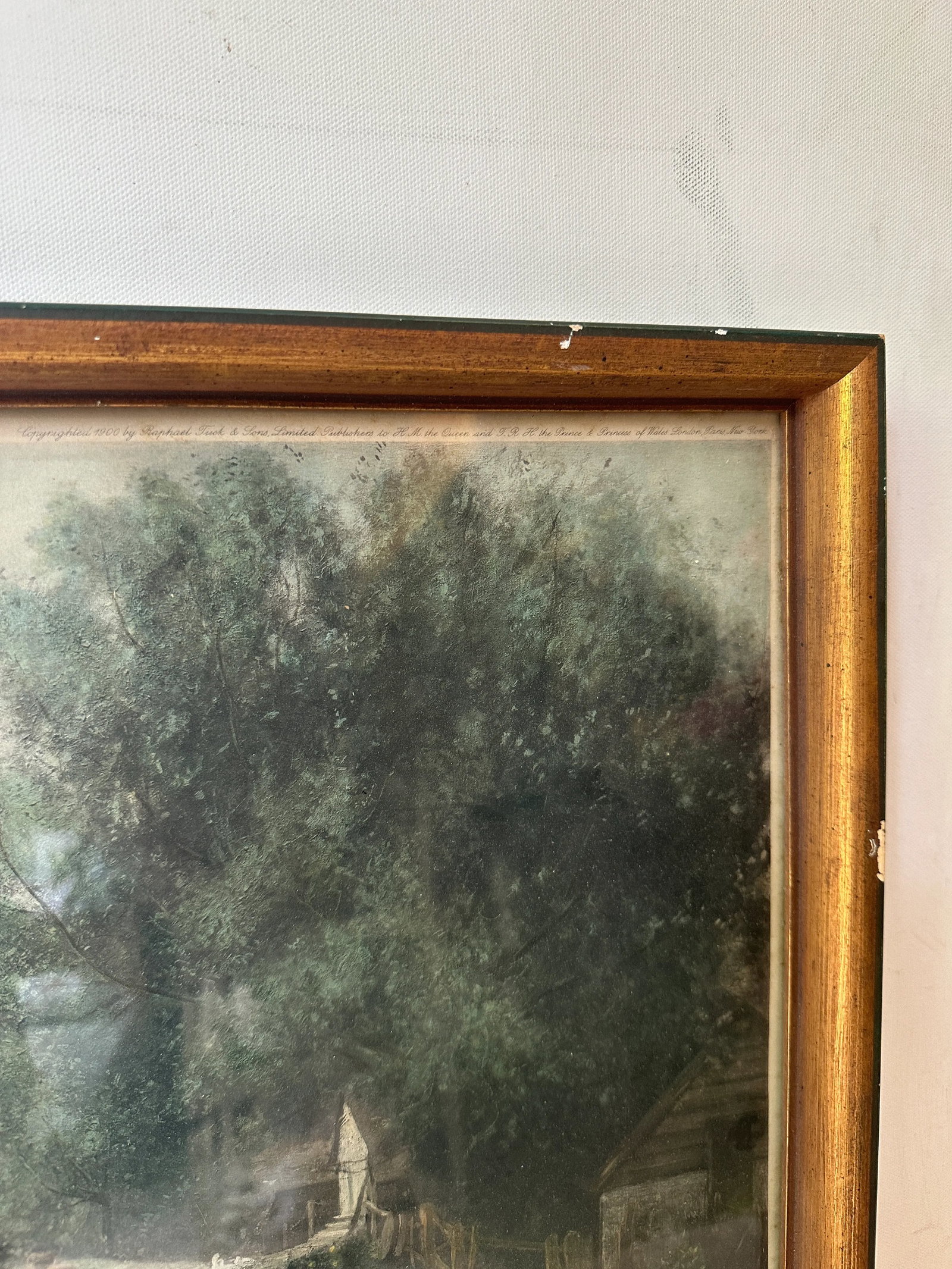 1970s Framed Print of Stone Bridge and Lake, Signed by Artist - 6