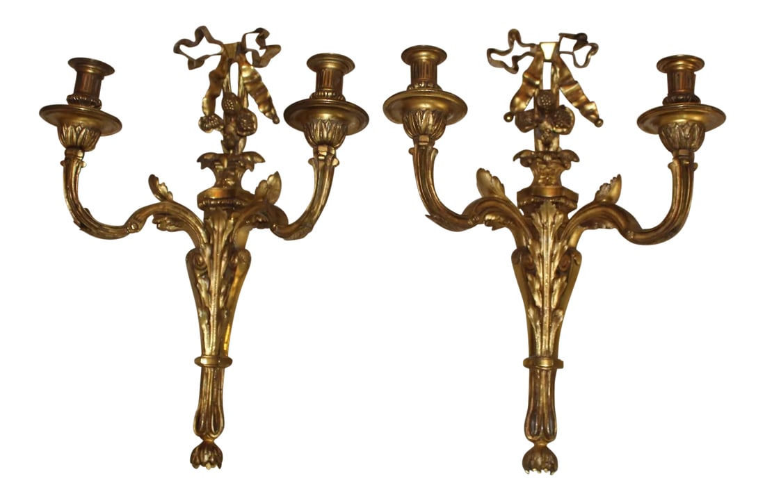 Louis XVI Sconces in Bronze Gilt - a Pair (1 of 9)