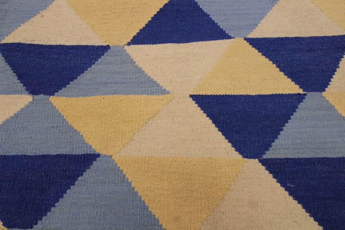Retro Kilim Blue Hand-Woven Wool Rug -5' * 6'9'' - 4