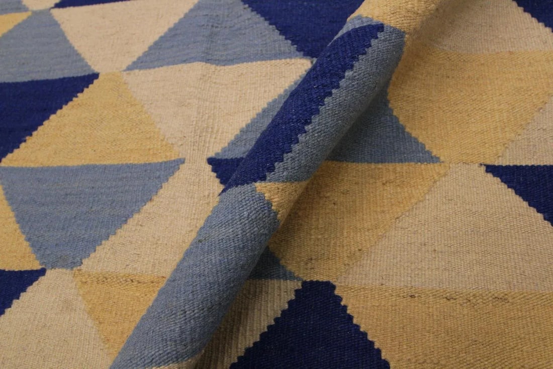 Retro Kilim Blue Hand-Woven Wool Rug -5' * 6'9'' - 6
