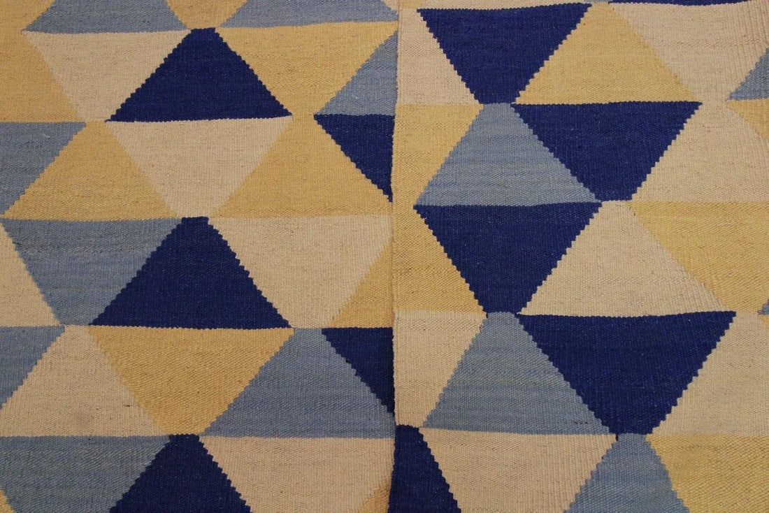 Retro Kilim Blue Hand-Woven Wool Rug -5' * 6'9'' - 7