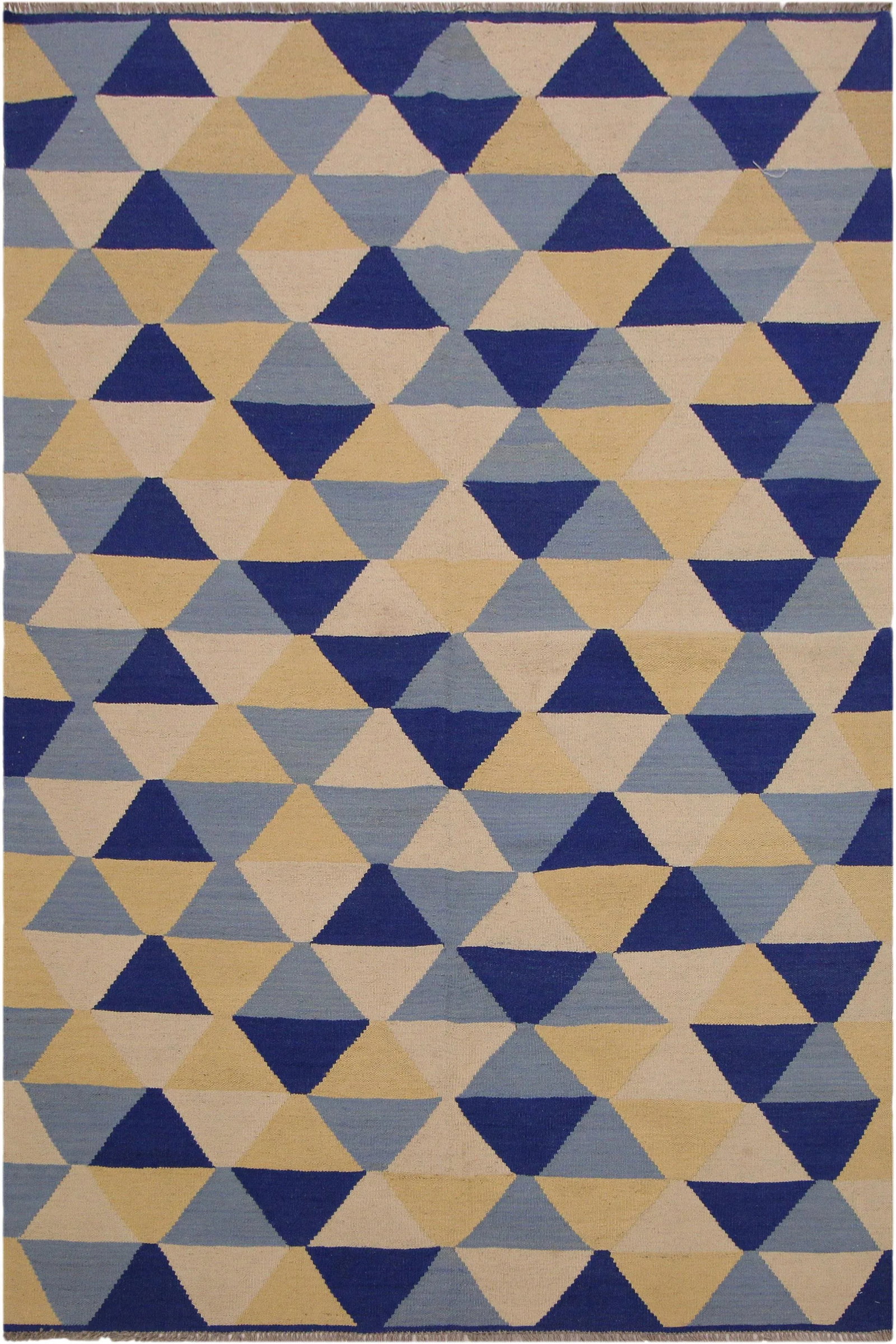 Retro Kilim Blue Hand-Woven Wool Rug -5' * 6'9'' - 8