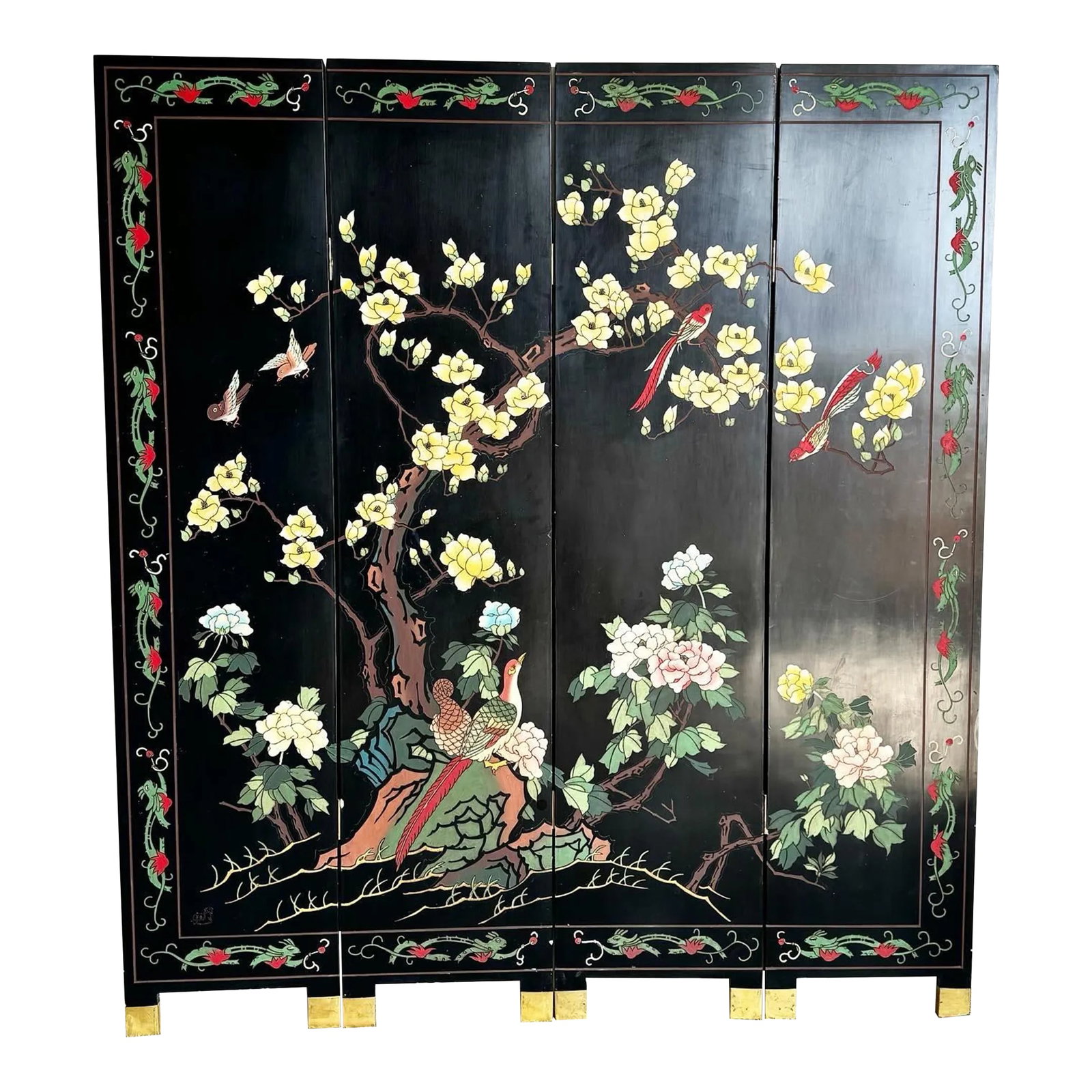 Chinese Hand Carved and Painted Room Divider/Screen (1 of 7)