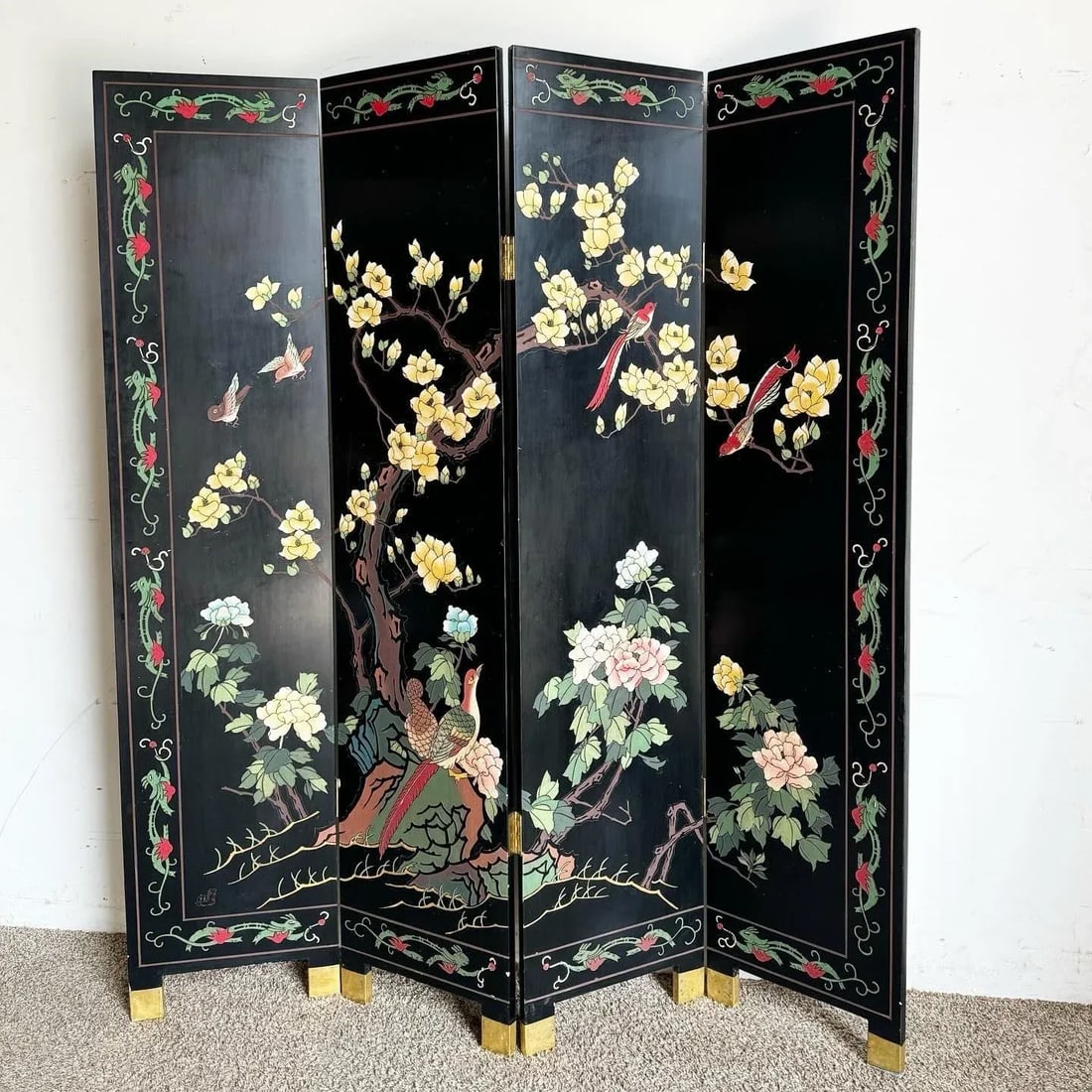 Chinese Hand Carved and Painted Room Divider/Screen - 2