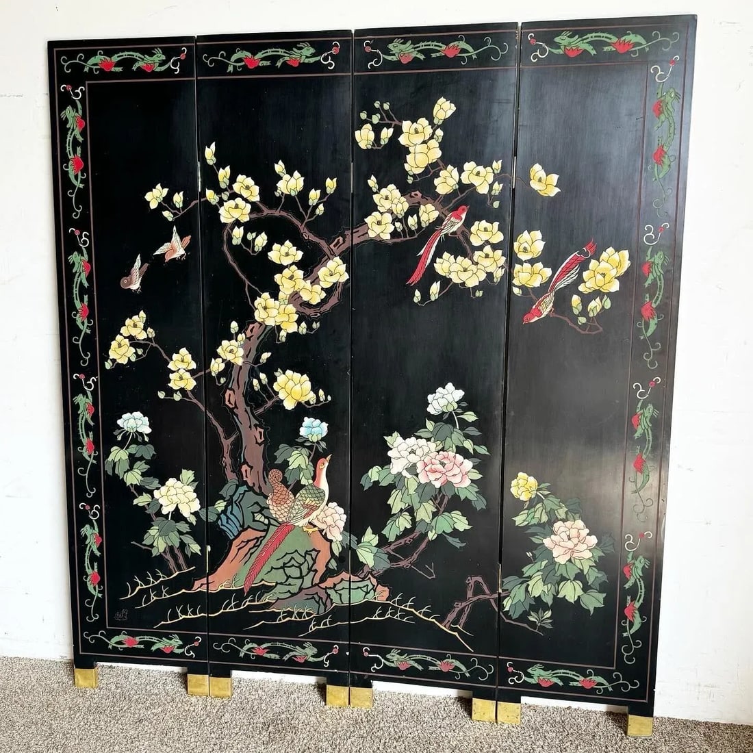 Chinese Hand Carved and Painted Room Divider/Screen - 3