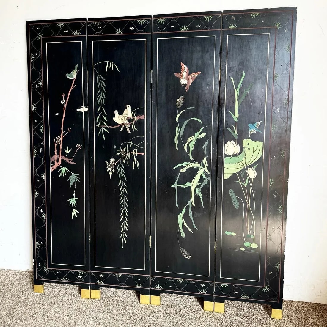Chinese Hand Carved and Painted Room Divider/Screen - 4