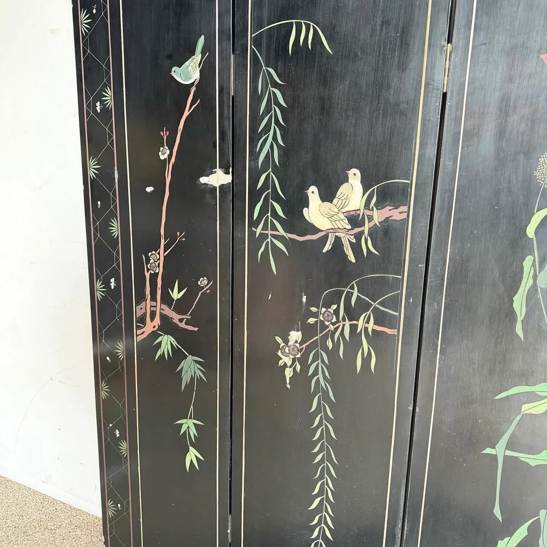 Chinese Hand Carved and Painted Room Divider/Screen - 7