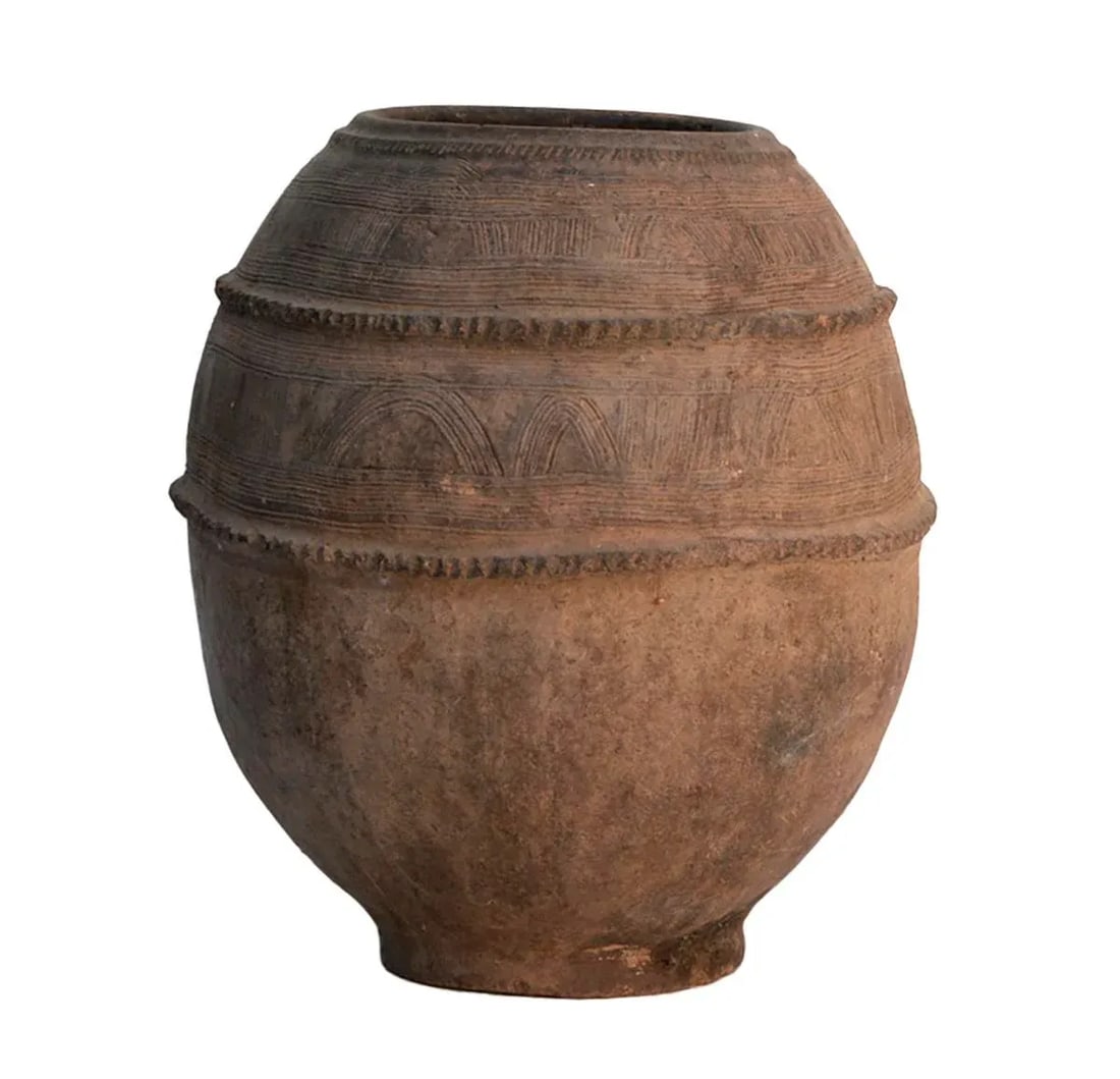 Antique Hand Thrown Nigerian Water Jar, Small - 3