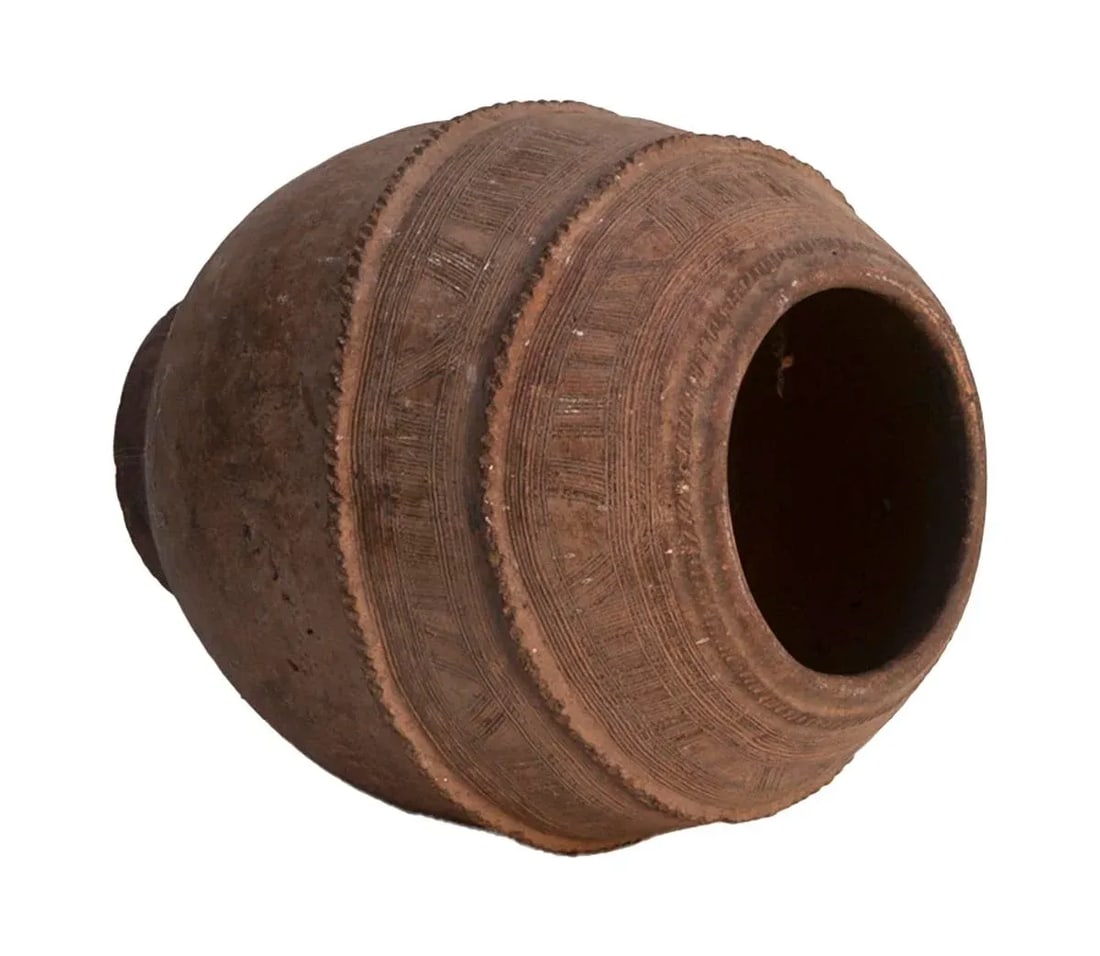 Antique Hand Thrown Nigerian Water Jar, Small - 4