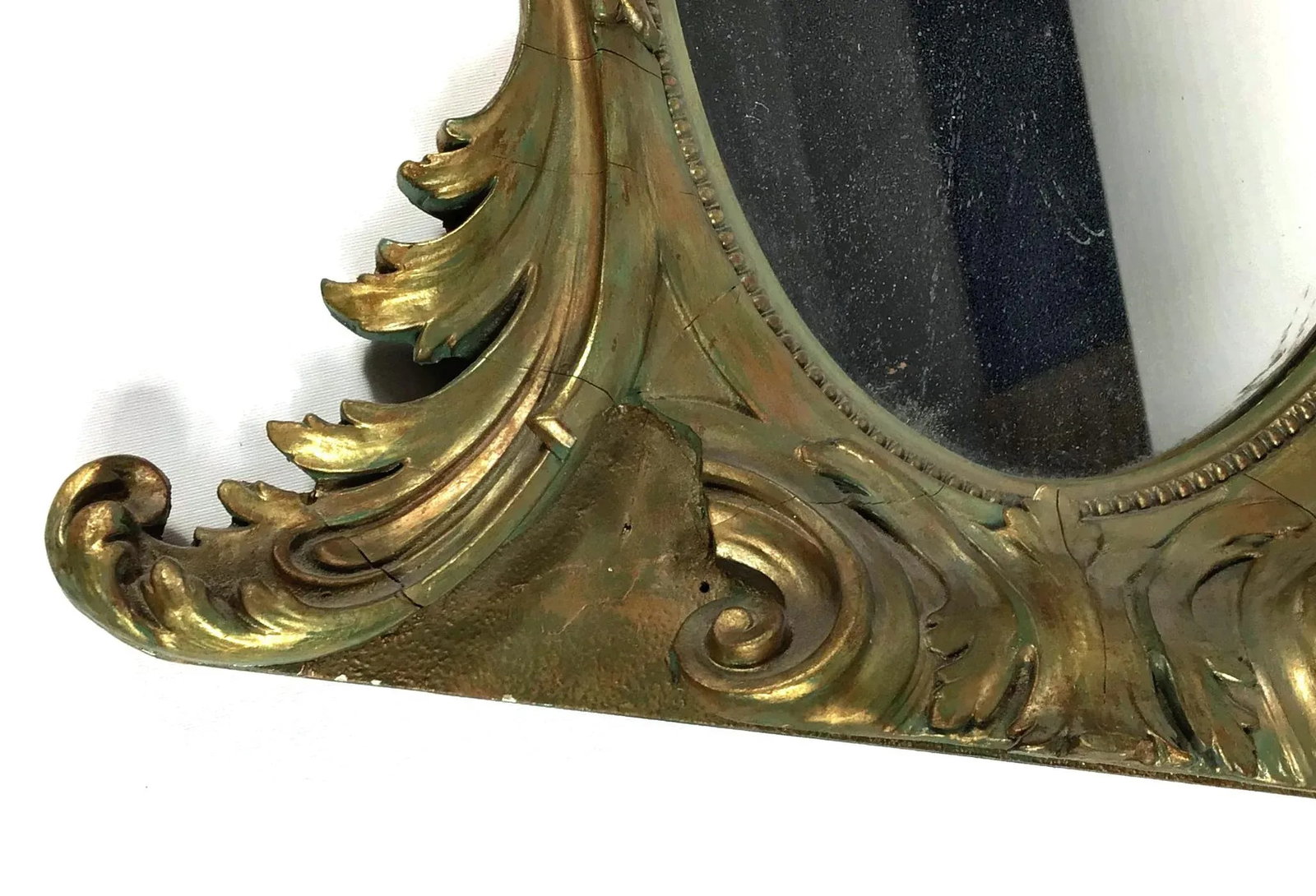 Antique Hand Carved Wood Table or Wall Mirror - 5