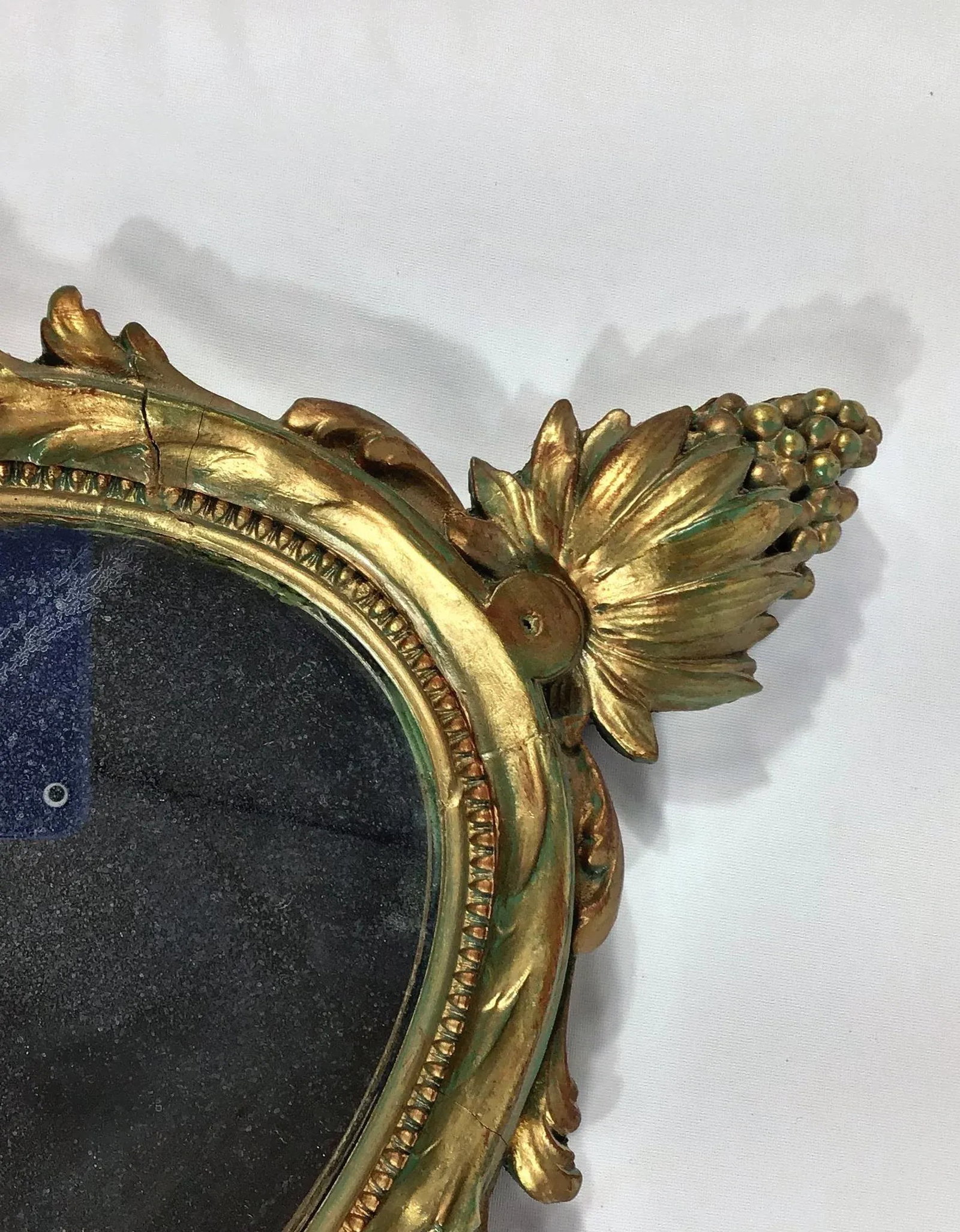 Antique Hand Carved Wood Table or Wall Mirror - 6