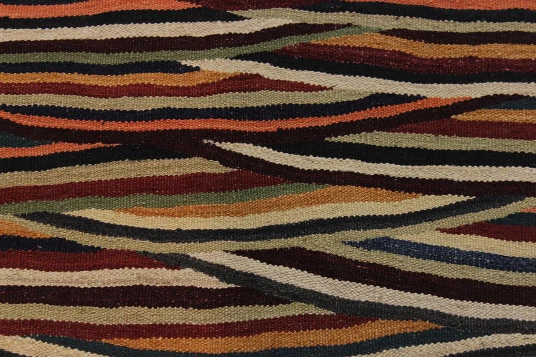 Contemporary Kilim Tan/Red Hand-Woven Wool Rug - 2'10 X 4'3 - 4