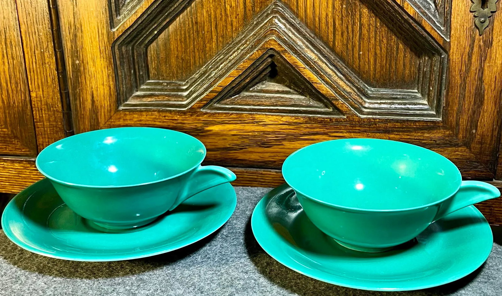 Antique T. L. B. Limoges Porcelain Cup & Saucer Set- 4 Pieces - 2