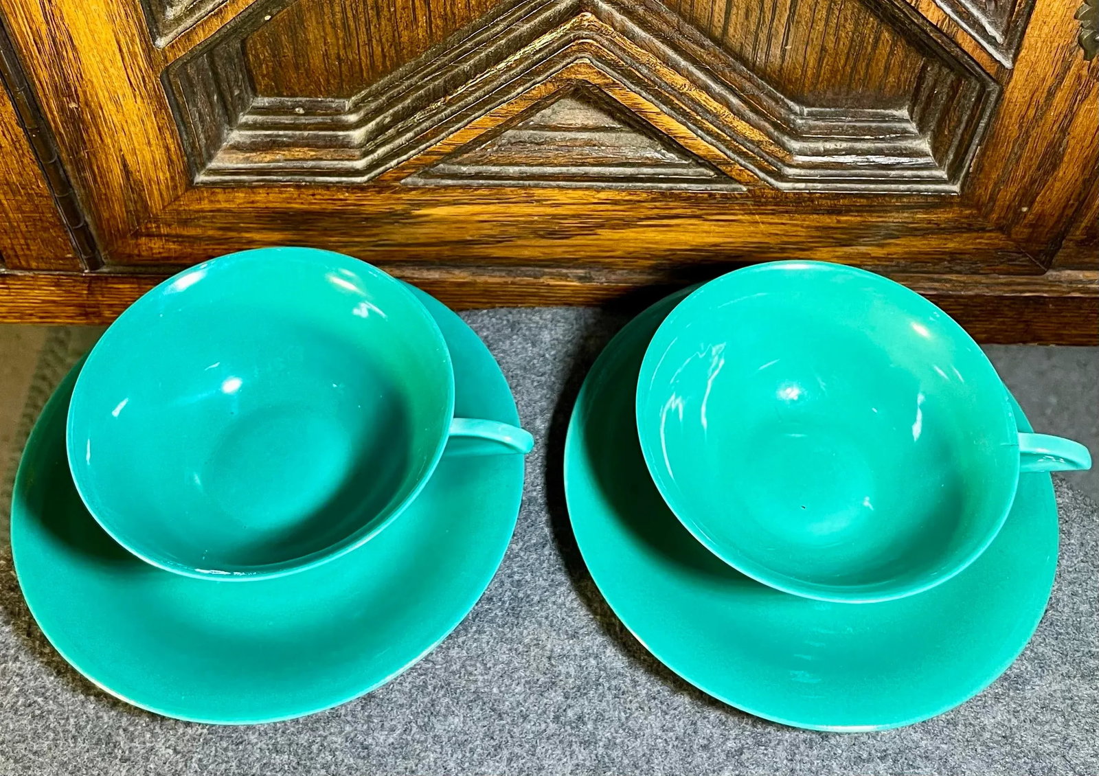 Antique T. L. B. Limoges Porcelain Cup & Saucer Set- 4 Pieces - 3