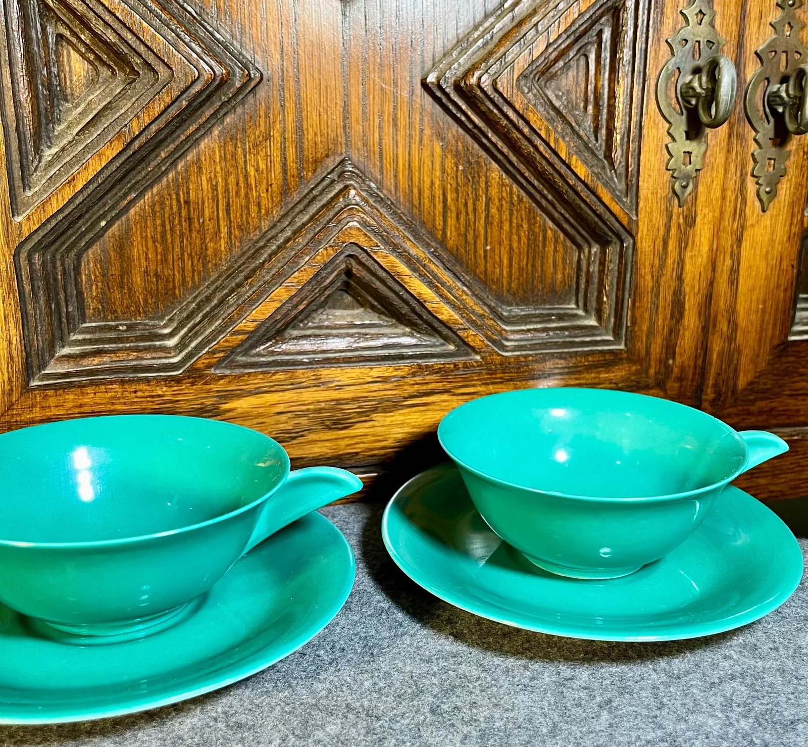 Antique T. L. B. Limoges Porcelain Cup & Saucer Set- 4 Pieces - 5