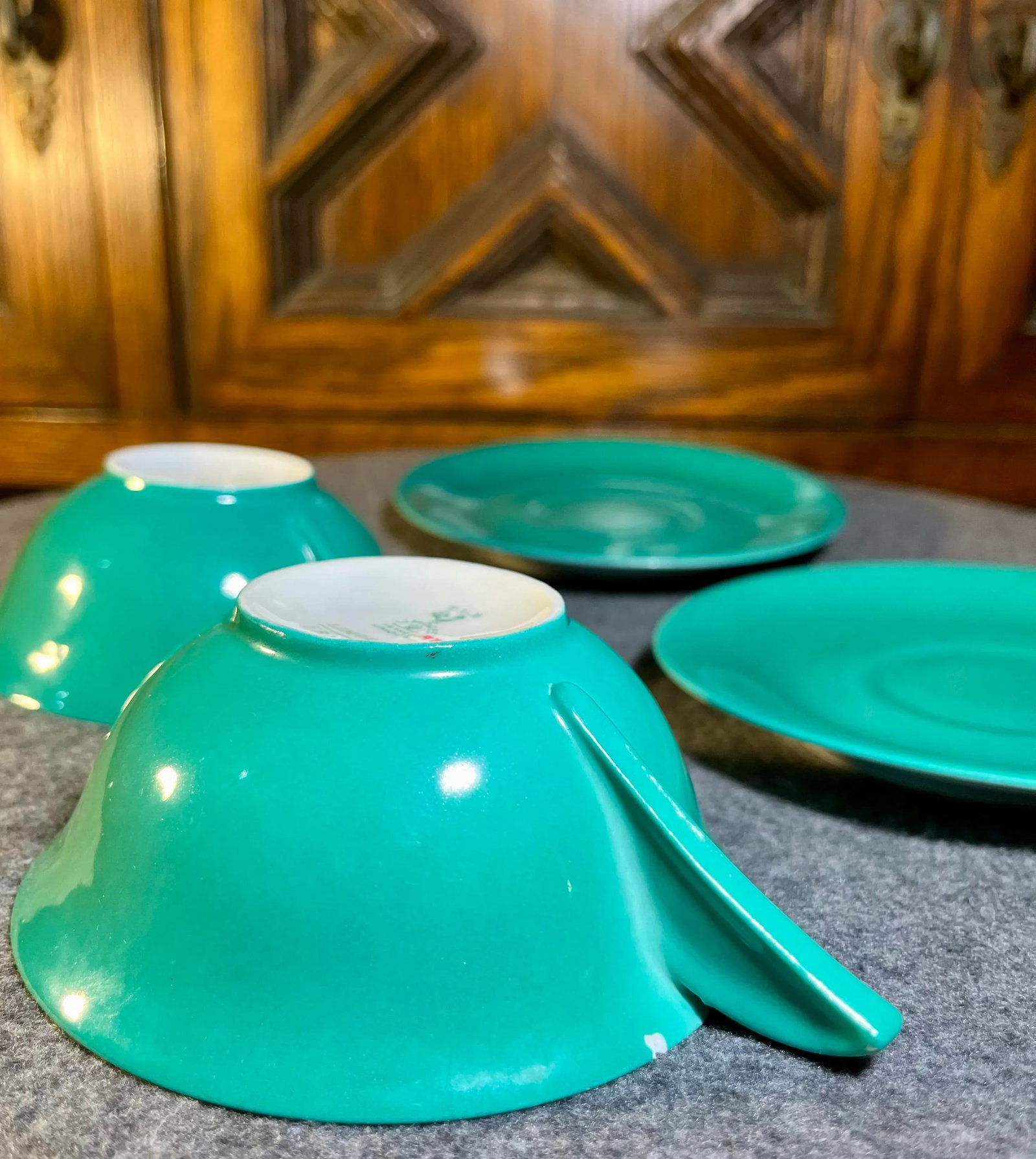 Antique T. L. B. Limoges Porcelain Cup & Saucer Set- 4 Pieces - 8