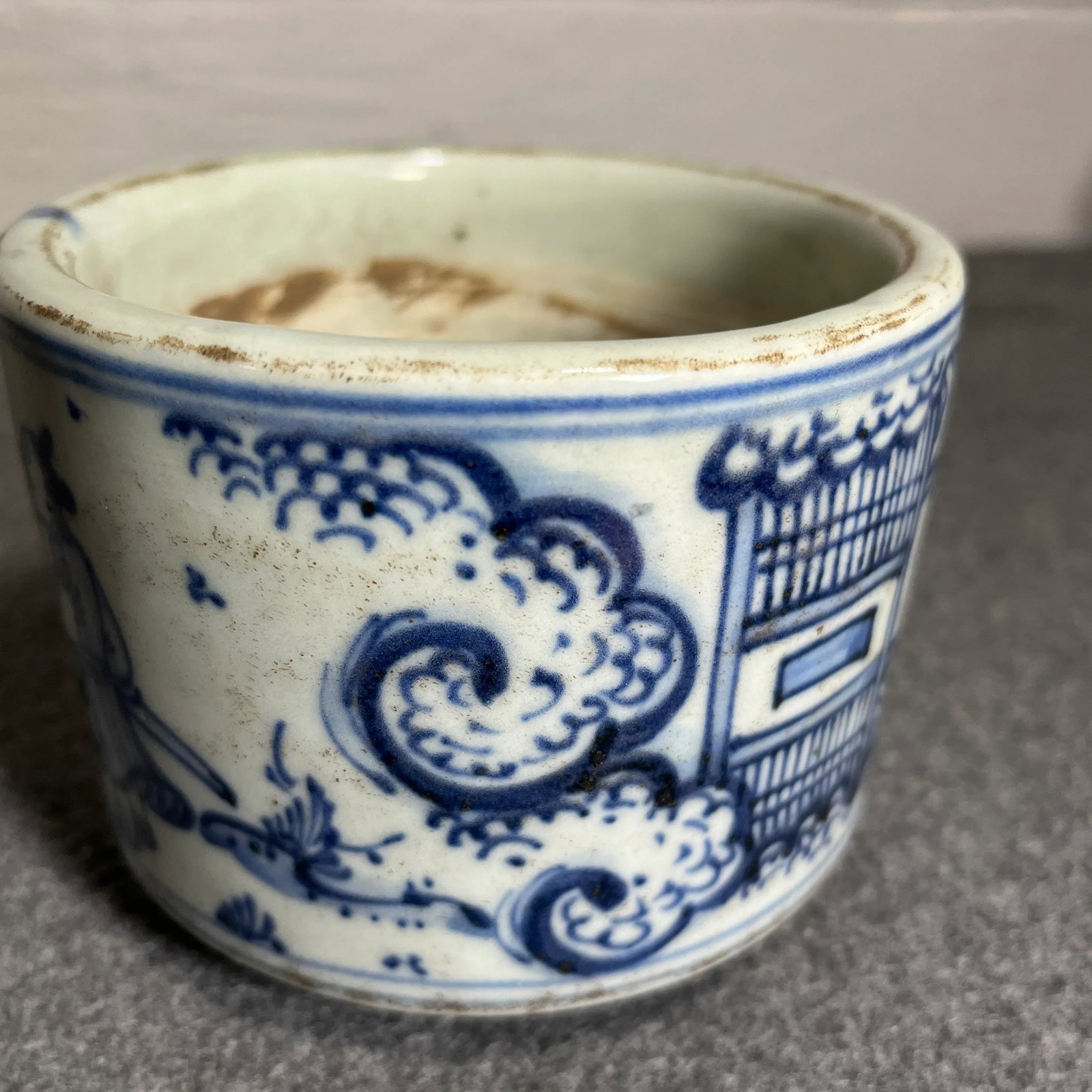 Antique Chinese Blue & White Porcelain Censer - 5