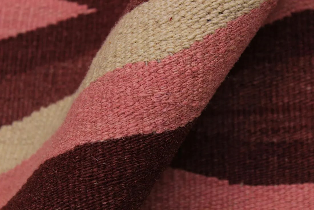 Abstract Kilim Pink Hand-Woven Wool Rug - 4'3'' * 6'1'' - 6