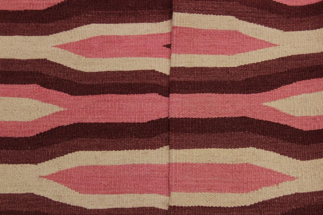 Abstract Kilim Pink Hand-Woven Wool Rug - 4'3'' * 6'1'' - 7