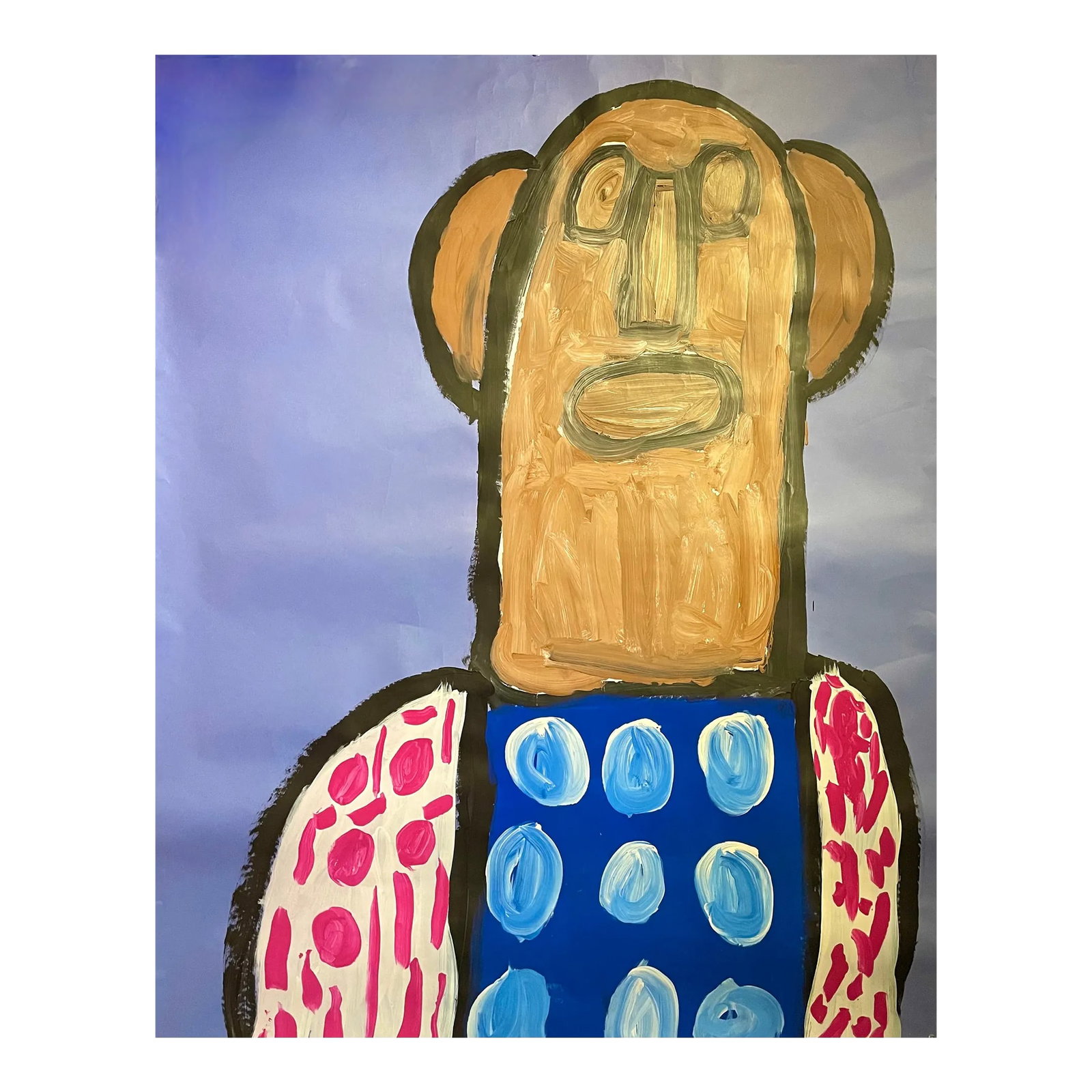 Giant Self Portrait by Outside Artist Gordon Shepard: Born in New York City in 1930, Gordon Shepard was raised in an artistic family. He performed and made visual art his entire life. Shepard's father, Otis Shepard, was a well known commercial artist and