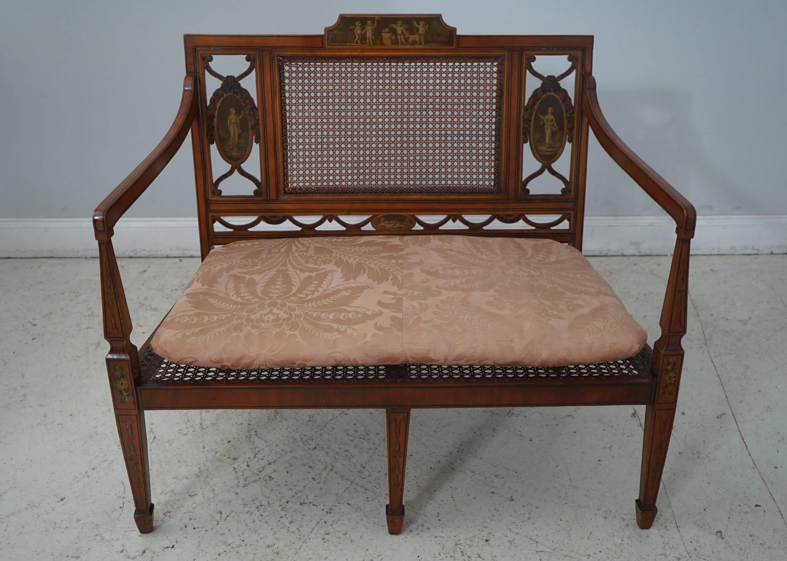 Antique English Adams Paint Decorated Settee - 2