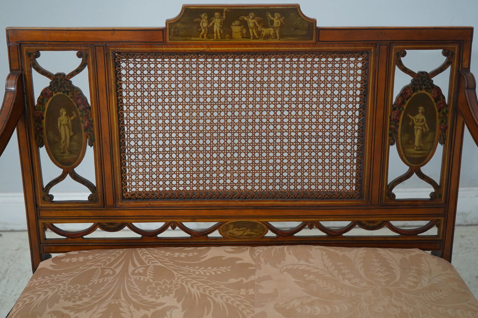 Antique English Adams Paint Decorated Settee - 3