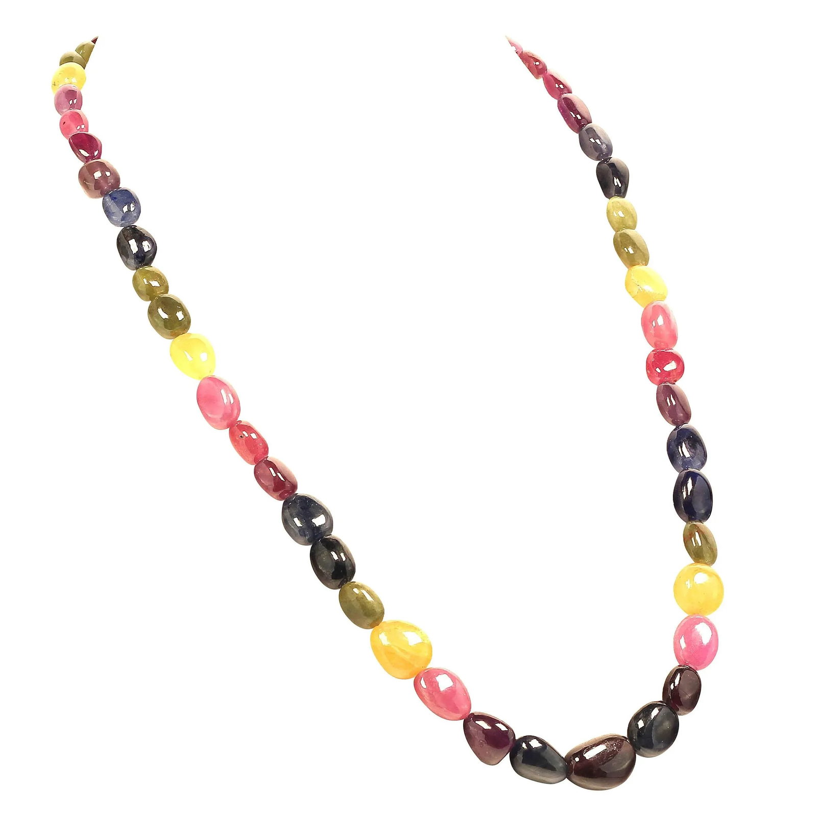 Multi Color Sapphire Ovals Necklace - 4