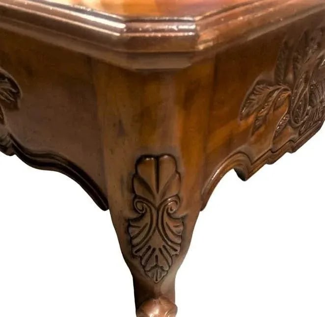 Late 20th Century Large French Provincial Carved Cherry Wood Cocktail or Coffee Table - Attributed t - 4