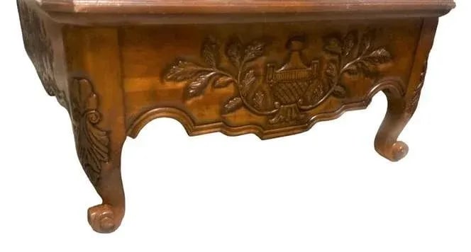 Late 20th Century Large French Provincial Carved Cherry Wood Cocktail or Coffee Table - Attributed t - 6