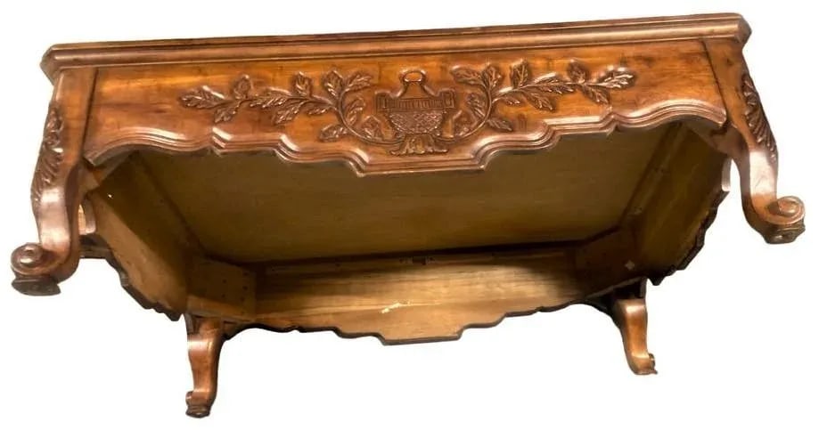 Late 20th Century Large French Provincial Carved Cherry Wood Cocktail or Coffee Table - Attributed t - 7