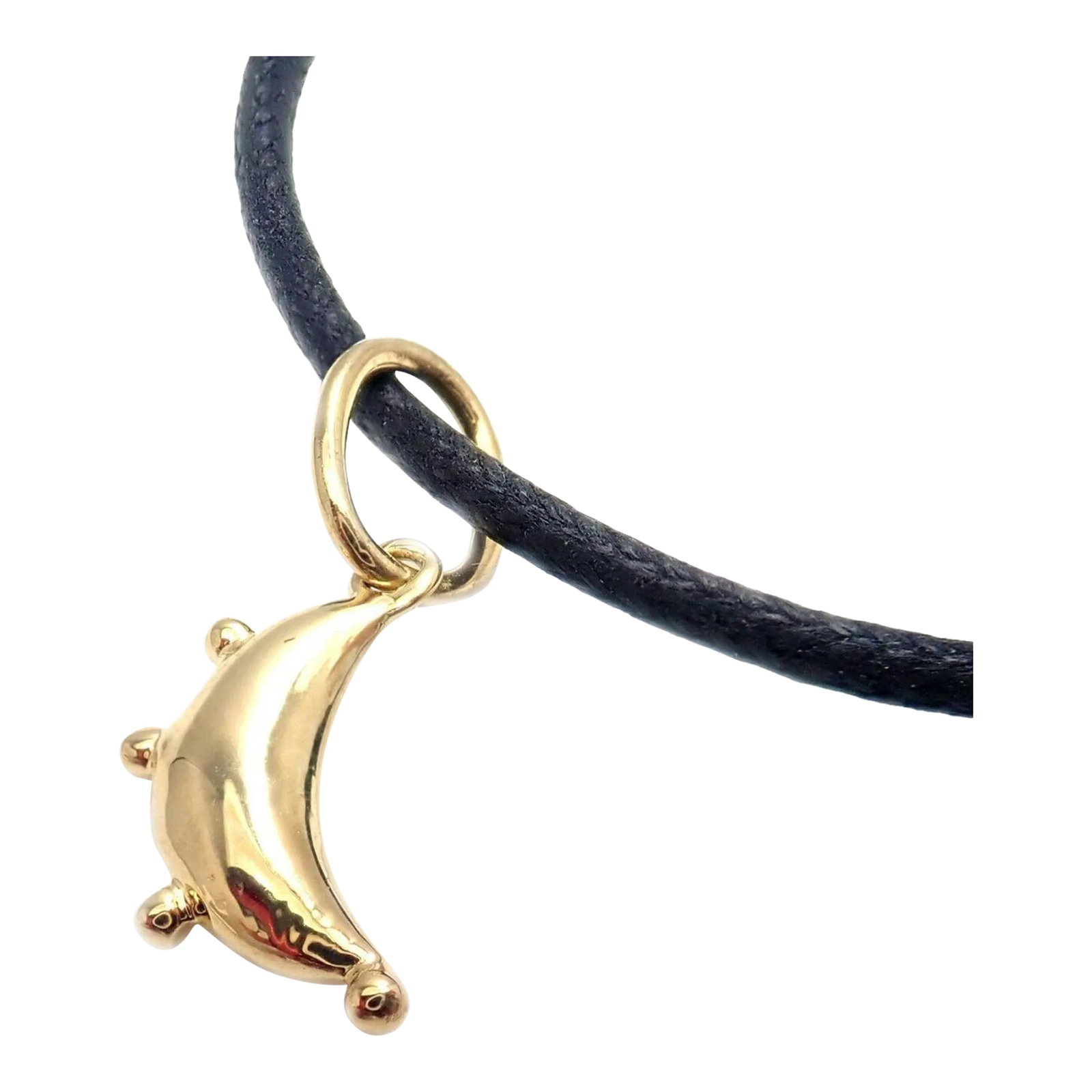 Temple St Clair 18k Crescent Moon Charm Cord Bracelet: About This Piece: Retail Price: $550 Metal: 18k yellow gold charm Vermeil clasp on cord Measurements: 8mm x 21mm Weight: 3 grams Length: 7.25" Hallmarks: 750 Temple St Clair hallmark Condition:
