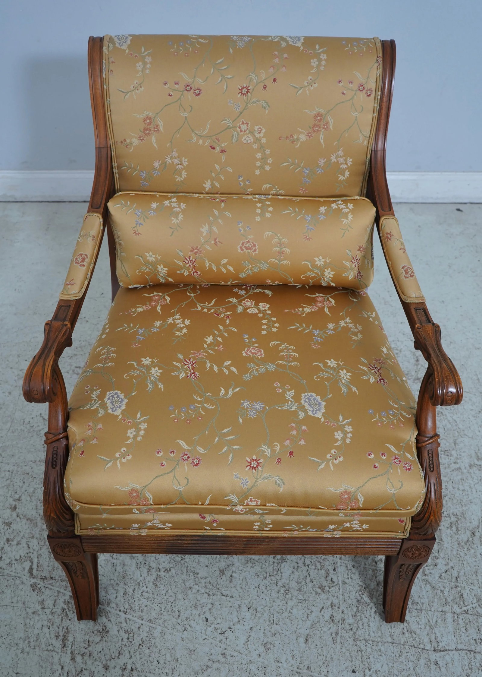 Pair Ethan Allen Regency Style Carved Bergere Chairs - 2