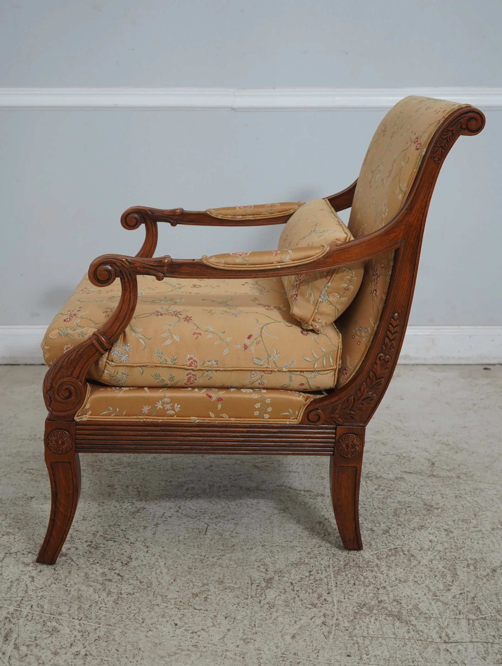 Pair Ethan Allen Regency Style Carved Bergere Chairs - 3