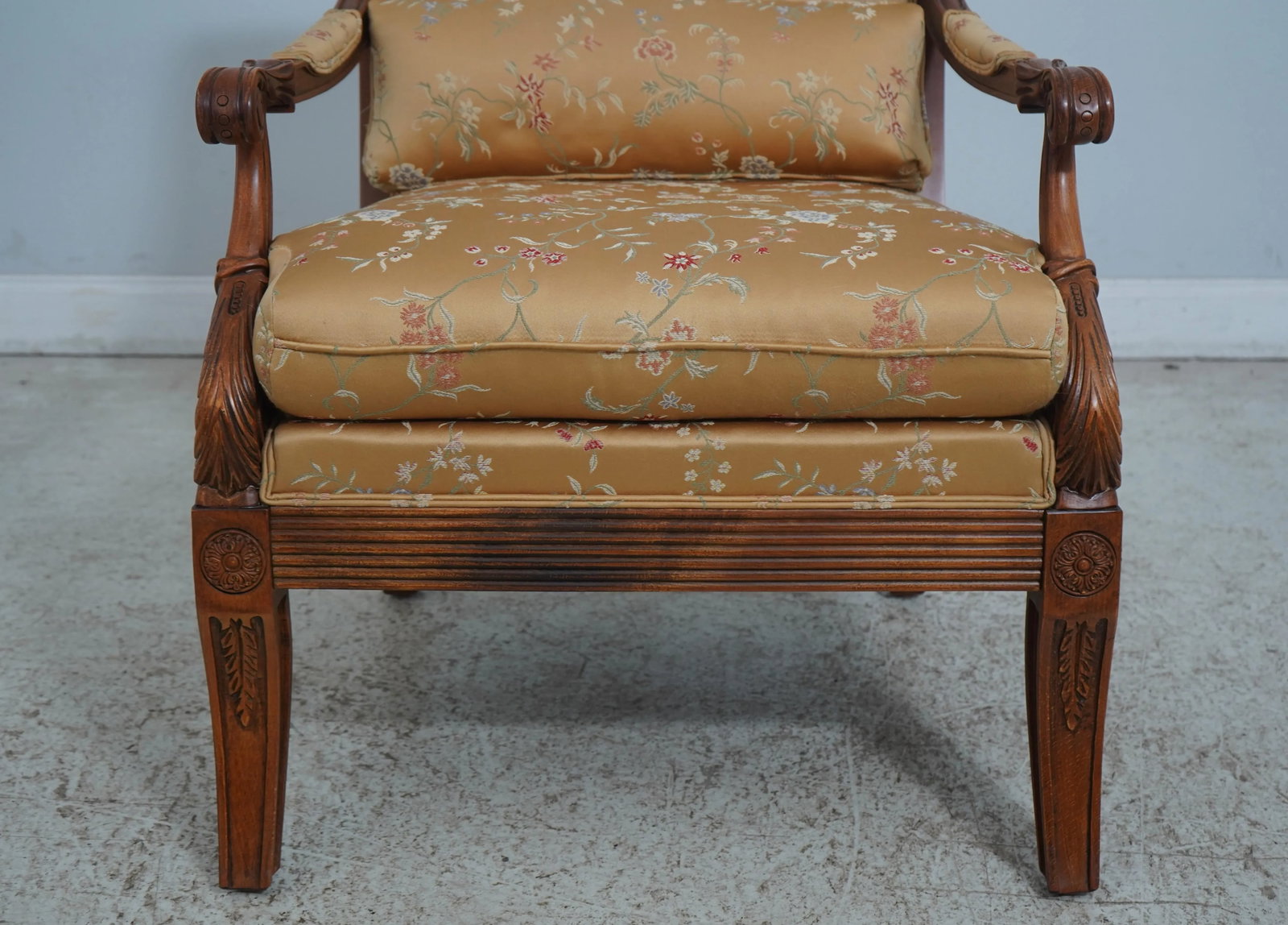 Pair Ethan Allen Regency Style Carved Bergere Chairs - 6