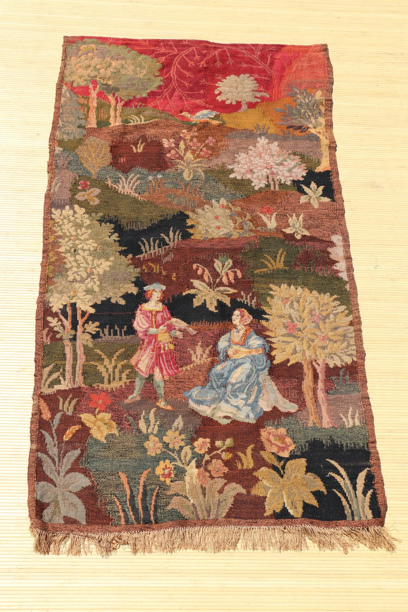 Antique Late 19th Century French Wall Hanging Pictorial Tapestry - 2