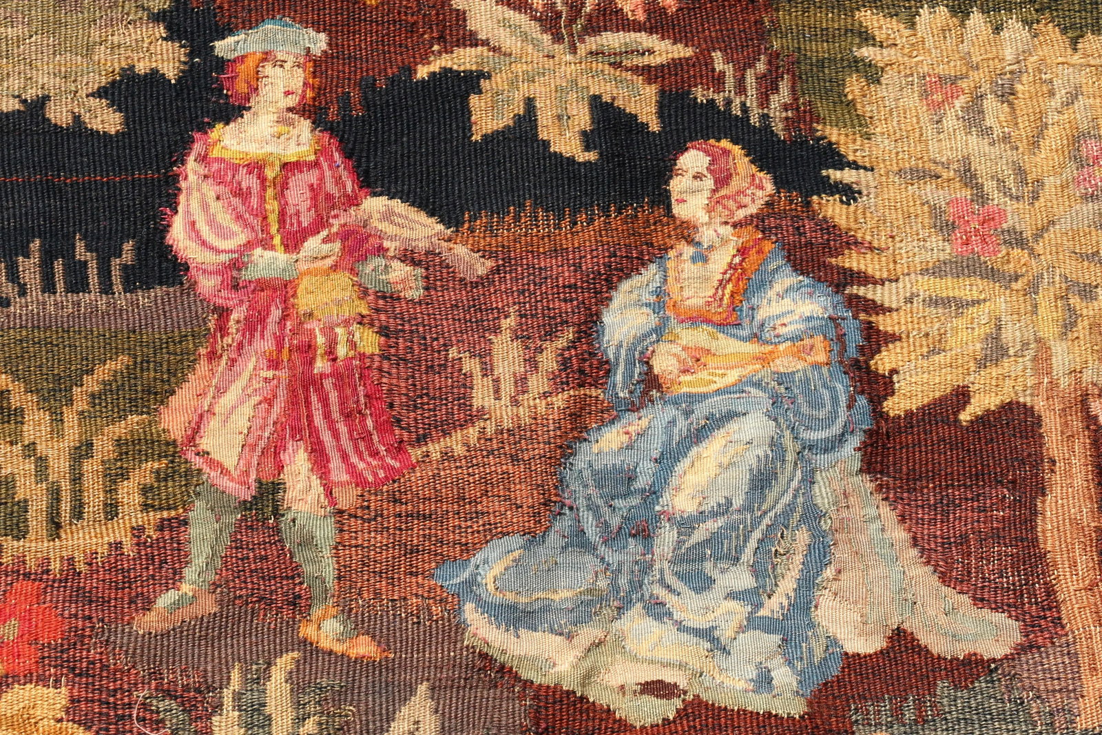 Antique Late 19th Century French Wall Hanging Pictorial Tapestry - 5