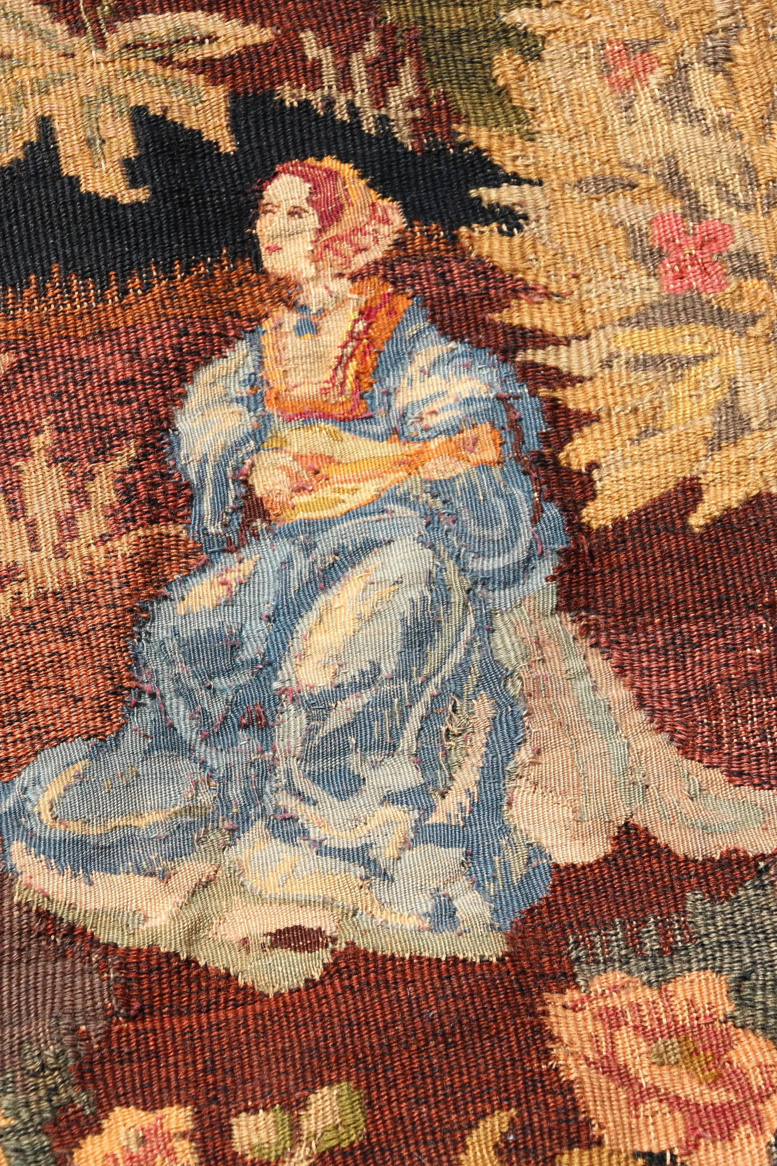 Antique Late 19th Century French Wall Hanging Pictorial Tapestry - 6