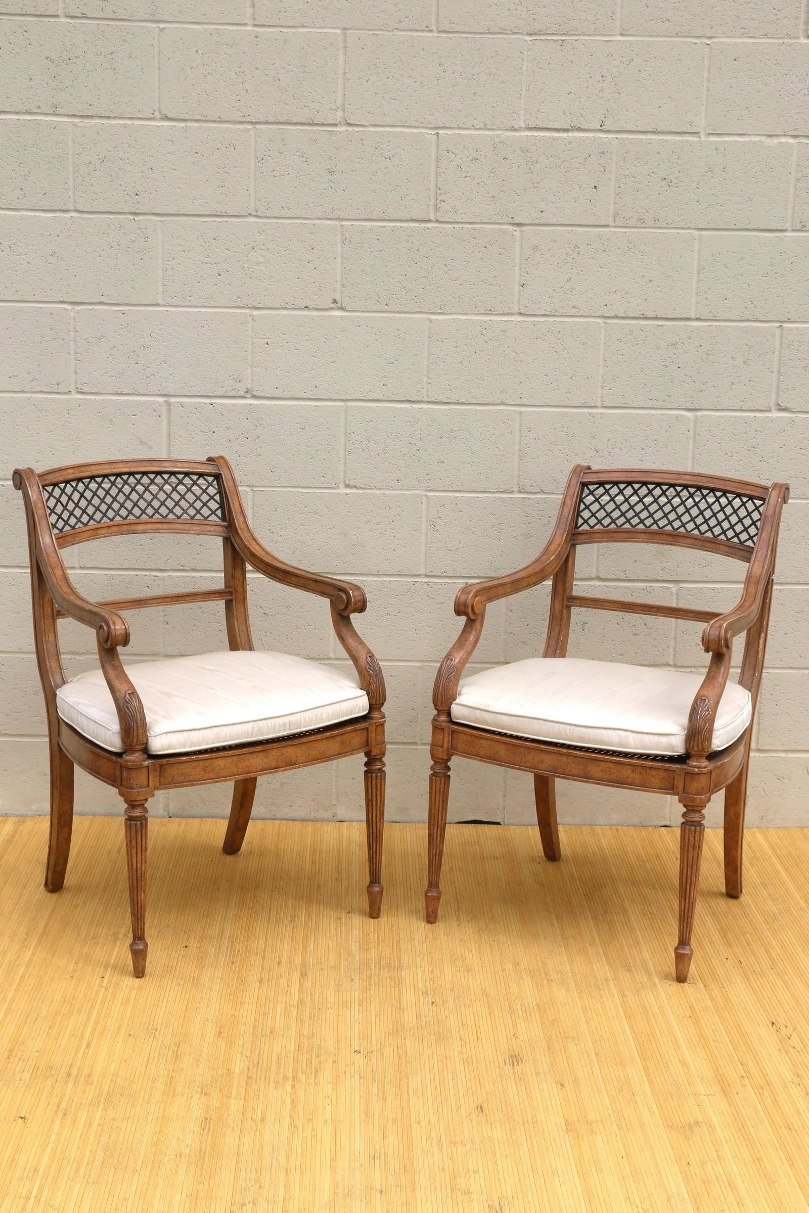 Vintage Pair of Armchairs by Maitland-Smith Regency Style - 4