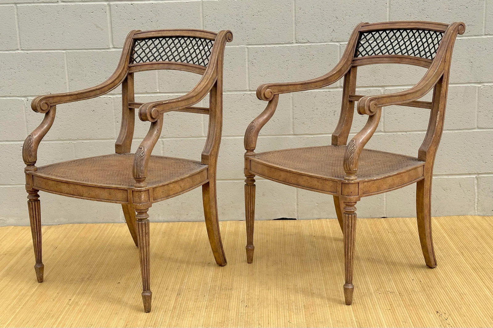 Vintage Pair of Armchairs by Maitland-Smith Regency Style - 7