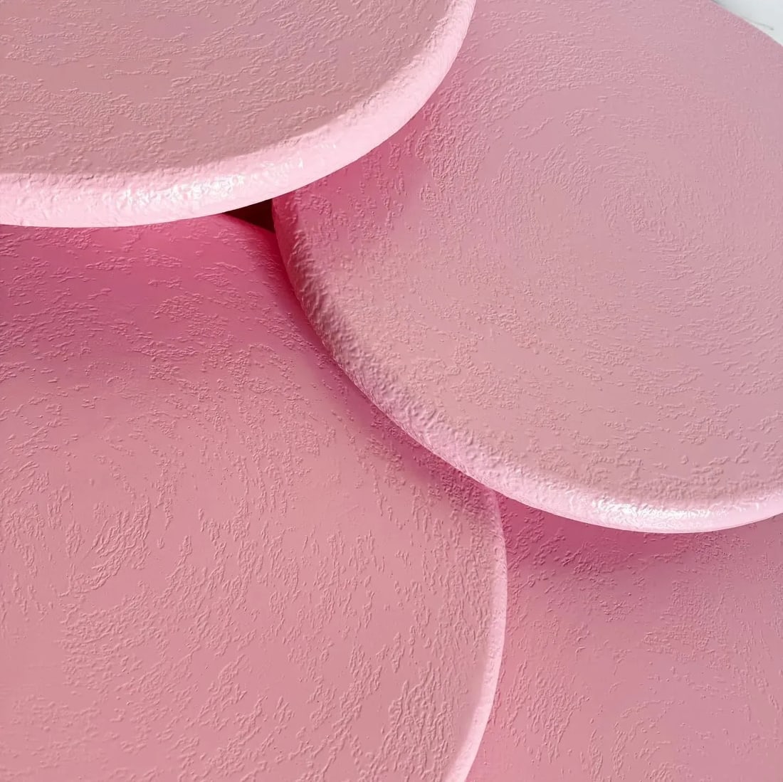 Postmodern Pink Textures Circular Mushroom Nesting Tables - Set of 4 - 10