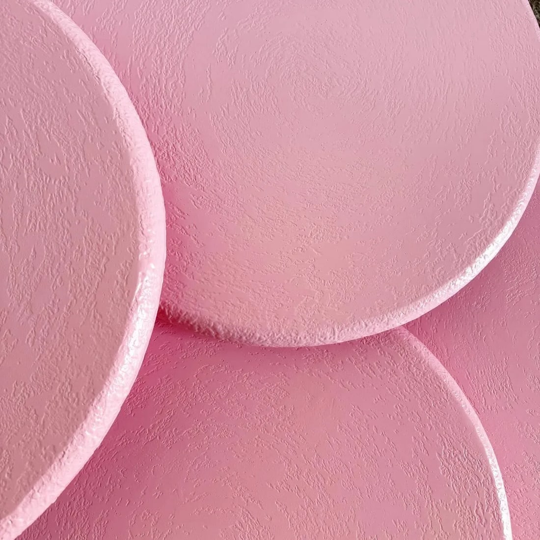 Postmodern Pink Textures Circular Mushroom Nesting Tables - Set of 4 - 9