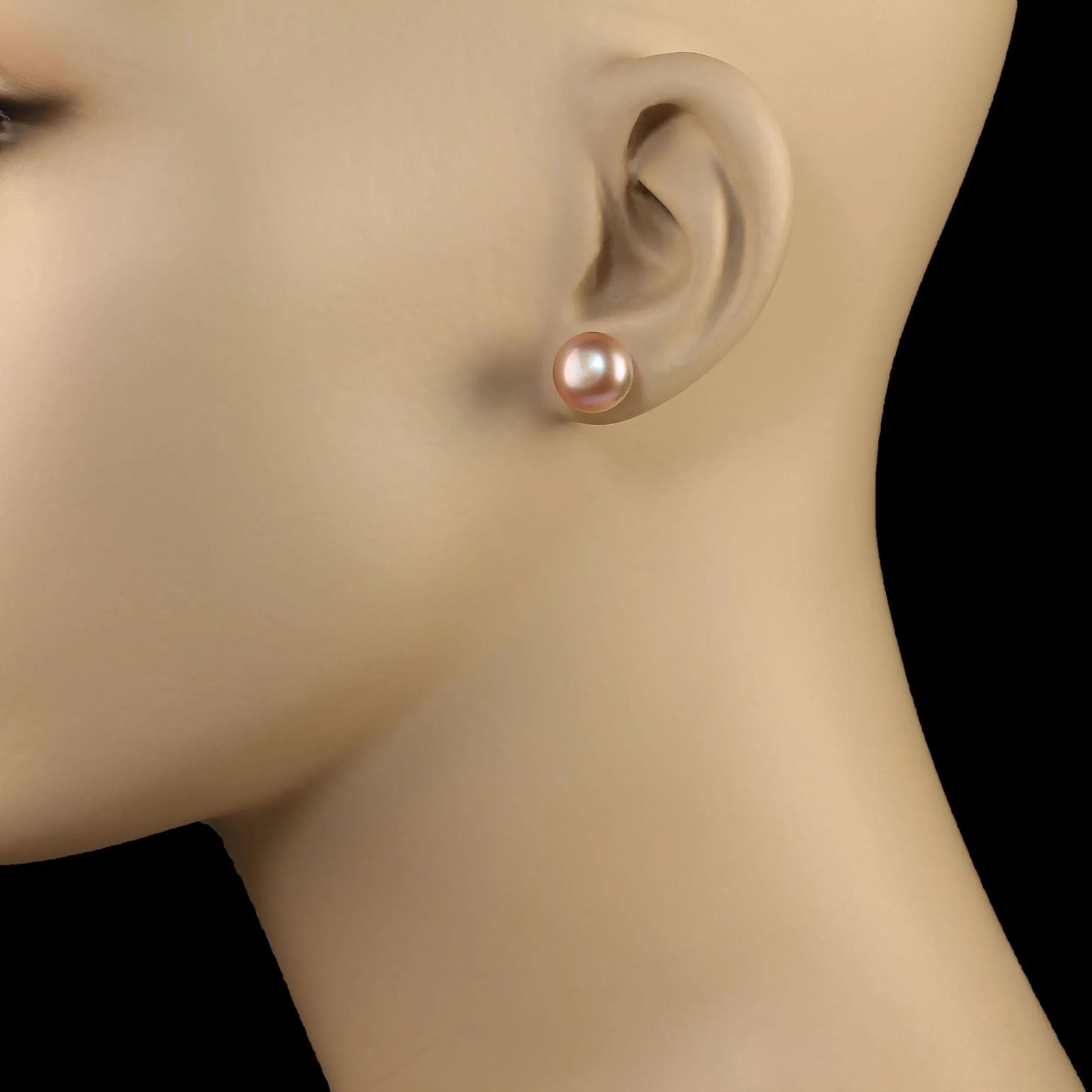 AJD Classic Pinky/Mauve Pearls on 14k Yellow Gold Posts - 2 Pieces - 2
