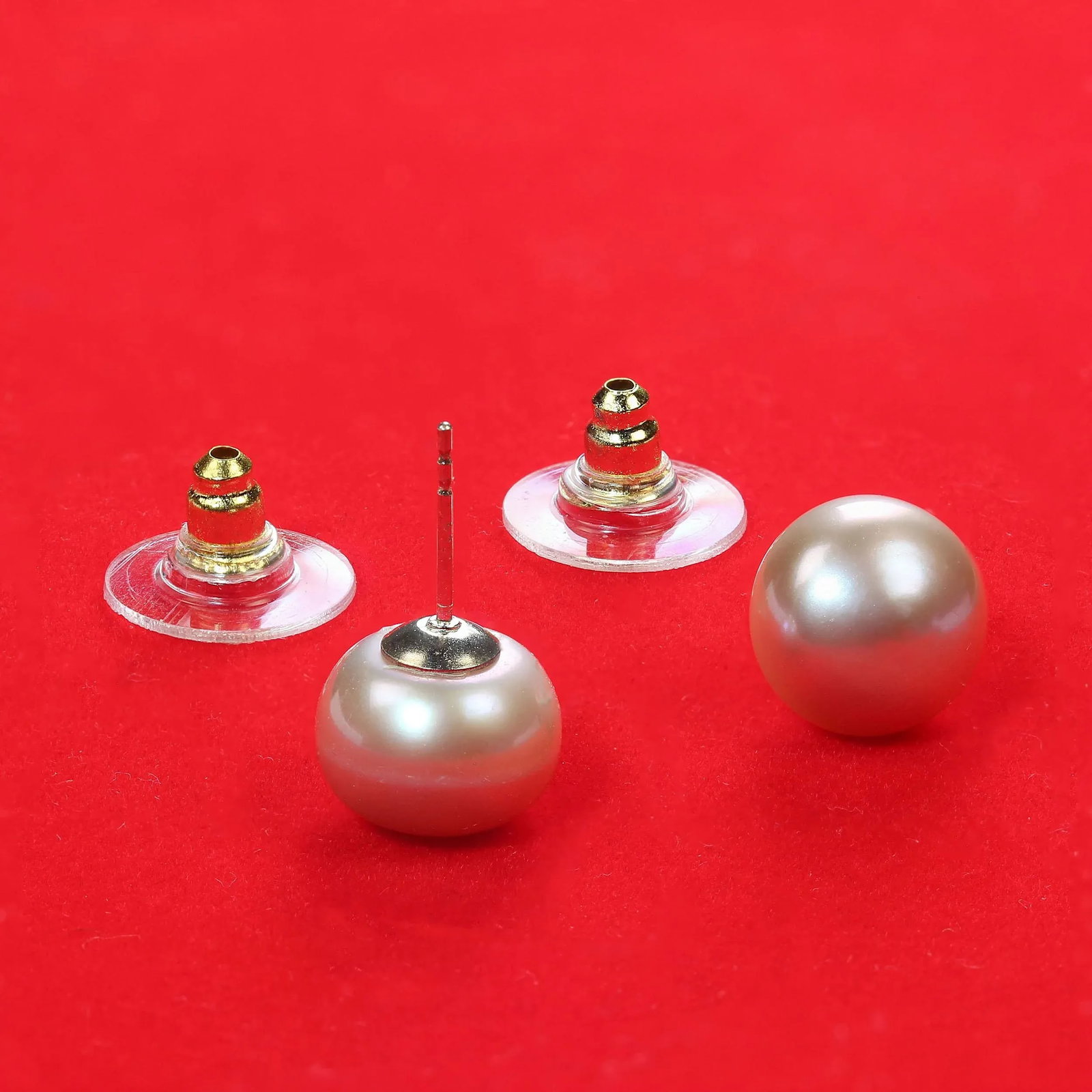 AJD Classic Pinky/Mauve Pearls on 14k Yellow Gold Posts - 2 Pieces - 4