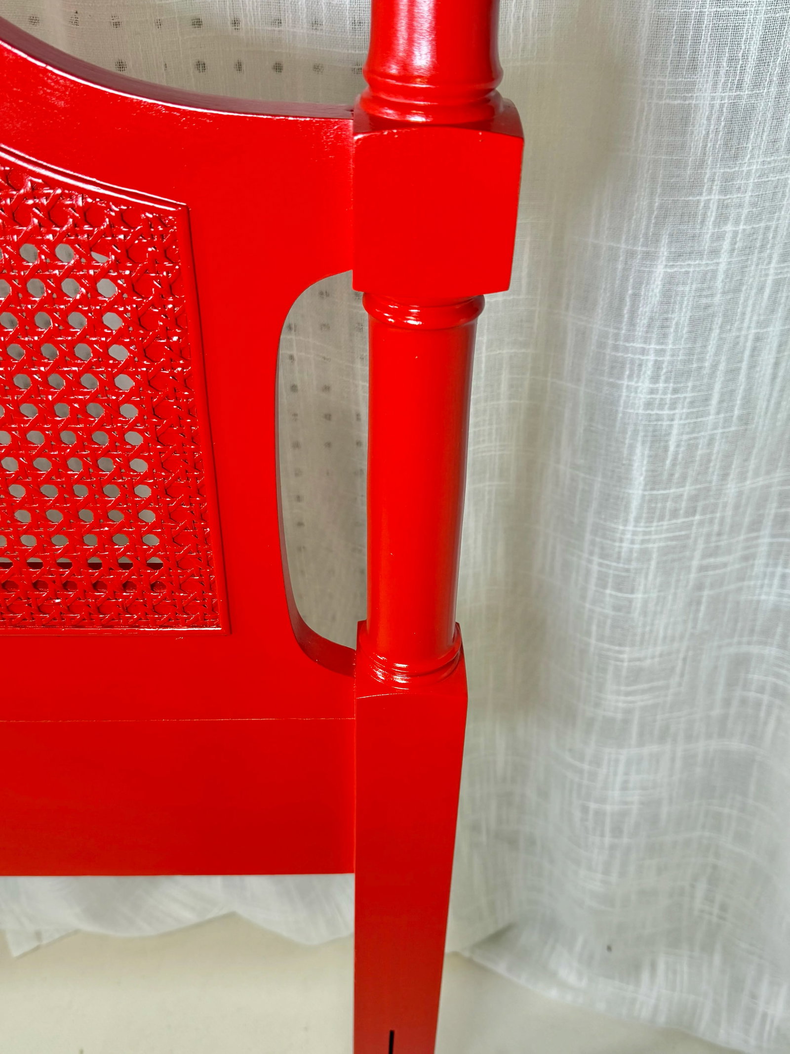 Vintage Bali Hai Faux Bamboo Cane Twin Headboard by Henry Link- Newly Painted Flirt Red by Behr - 7