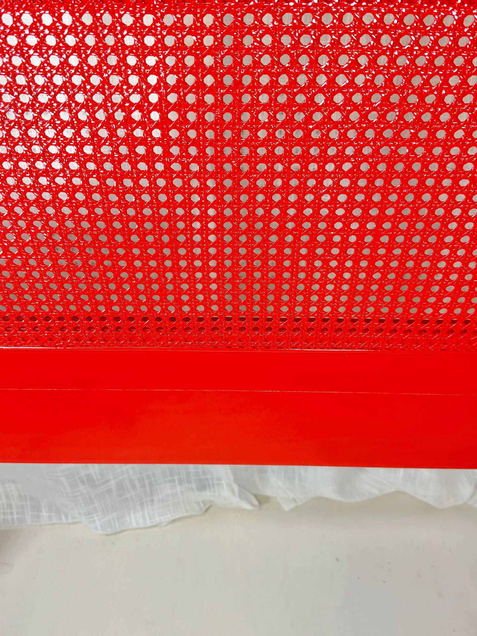 Vintage Bali Hai Faux Bamboo Cane Twin Headboard by Henry Link- Newly Painted Flirt Red by Behr - 9